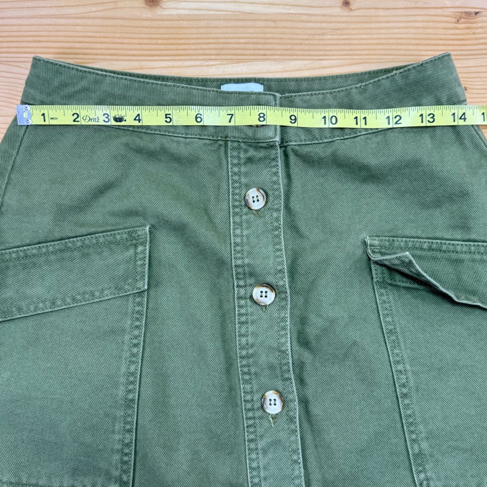 BDG Olive Green Button-Front Utility Mini Skirt Size Small Women's Cargo Style - Picture 5 of 9